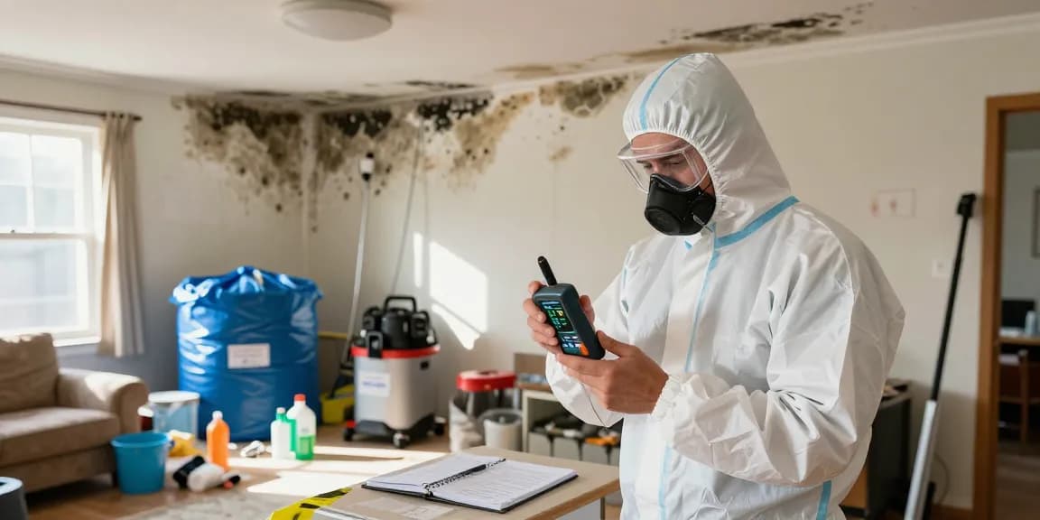 Mold Remediation West Vancouver technician inspecting moisture levels in home