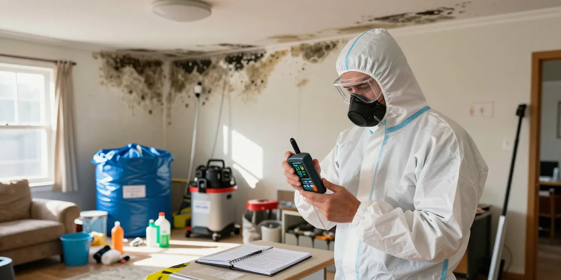 Mold Remediation West Vancouver technician inspecting moisture levels in home